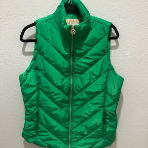 Michael Kors Emerald Green Puffer Vest with Gold Zipper